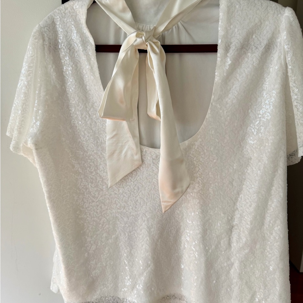 New York & Company Snow White Sequin  Blouse - Picture 3 of 5